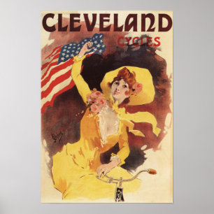 Cleveland Bicycles American Girl in Gelb Poster