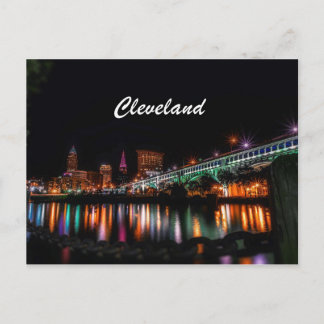 Cleveland City River Bank Nacht Postkarte