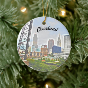 Cleveland Colors River Skyline Keramik Ornament
