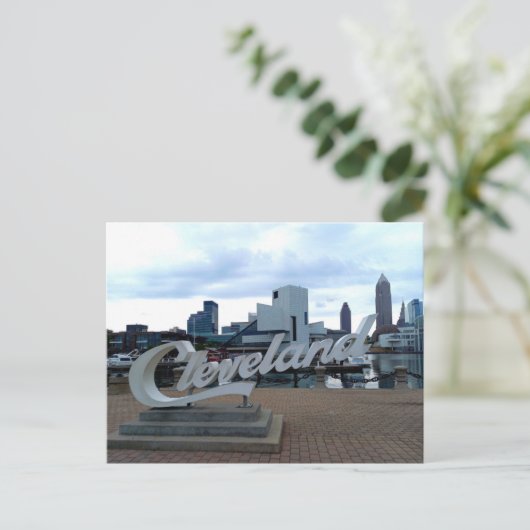 Cleveland Cript Sign, North Coast Habor Postkarte (Stehend Vorderseite)