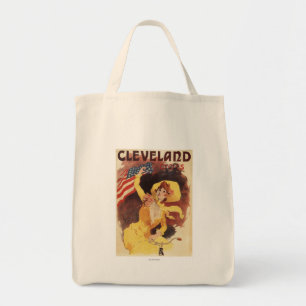 Cleveland fährt amerikanisches Mädchen im Gelb r Tragetasche
