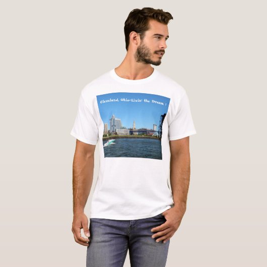 Cleveland-FlussSkyline "Livin der Traum" T - Shirt (Vorne ganz)