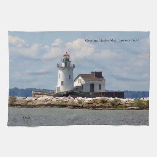 Cleveland Harbour Main Eintritt Geschirrtuch (Horizontal)