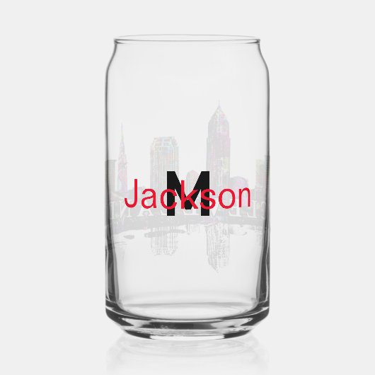 Cleveland in Graffiti mit Monogramm Dosenglas (Rückseite)