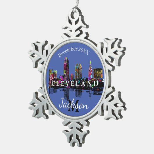 Cleveland in Graffiti Schneeflocken Zinn-Ornament (Rechts)