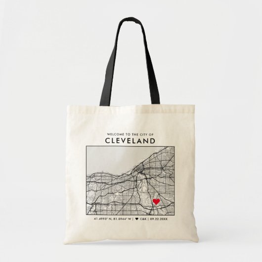 Cleveland Liebe Locator | City Map Wedding Welcome Tragetasche (Vorne)