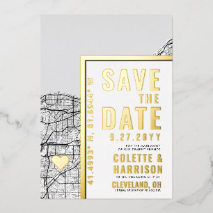 Cleveland Love Locator Hochzeit Save the Date Folieneinladung