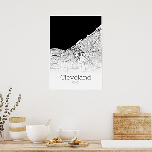 Cleveland Map - Ohio - City Map Poster (Küche)