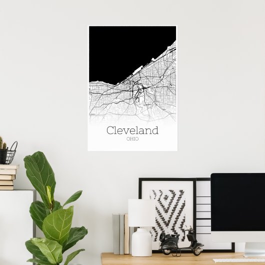 Cleveland Map - Ohio - City Map Poster (Heimbüro)