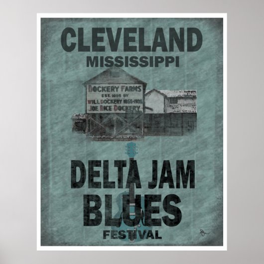 Cleveland Mississippi Delta Jam Blues Guitar Poster (Vorne)