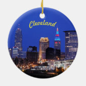 Cleveland Night Skyline Keramik Ornament (Hinten)