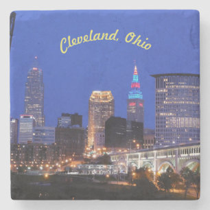 Cleveland Night Skyline Steinuntersetzer