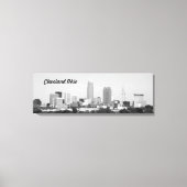 Cleveland OH B&W Lake Skyline Canvas Print Leinwanddruck (Vorderseite)