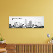 Cleveland OH B&W Lake Skyline Canvas Print Leinwanddruck (Insitu (Wohnzimmer))