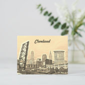 Cleveland, OH Sepia River View Postcard Postkarte (Stehend Vorderseite)