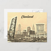 Cleveland, OH Sepia River View Postcard Postkarte (Vorne/Hinten)
