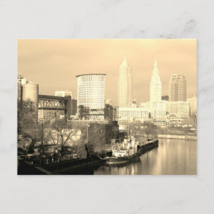 Cleveland, OH Sepia River View Postkarte