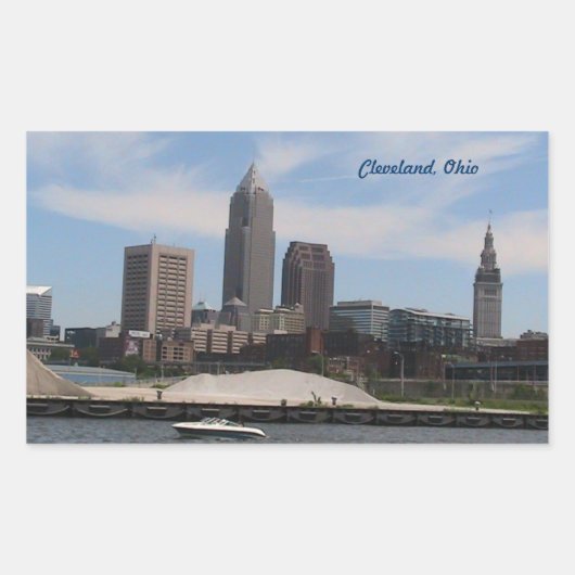 Cleveland OH Skyline-Aufkleber Rechteckiger Aufkleber (Vorderseite)