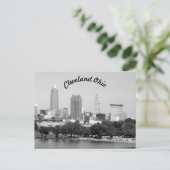 Cleveland, OH Skyline B&W Curve Postcard Postkarte (Stehend Vorderseite)