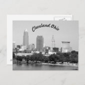 Cleveland, OH Skyline B&W Curve Postcard Postkarte (Vorne/Hinten)