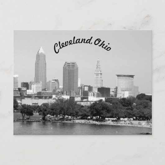Cleveland, OH Skyline B&W Curve Postcard Postkarte (Vorderseite)
