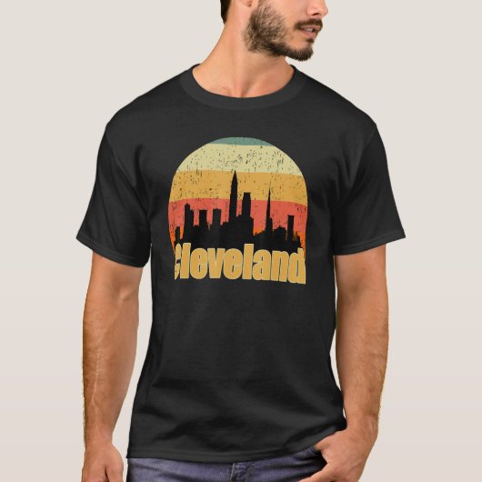 Cleveland Oh Skyline Silhouette Sunset I Love Clev T-Shirt (Vorderseite)