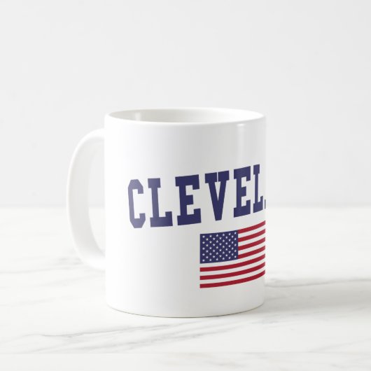 Cleveland OH US-Flagge Kaffeetasse (Vorderseite Links)