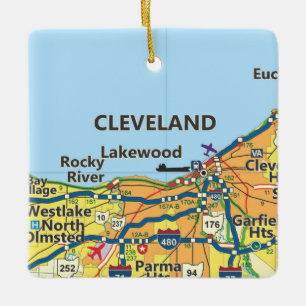 Cleveland OH Vintage Karte Keramikornament