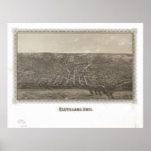 Cleveland Ohio 1887 Antique Panoramabalkarte Poster (Vorne)