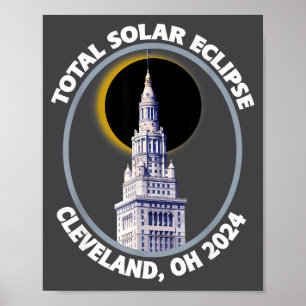 Cleveland Ohio 2024 Totale Sonnenfinsternis Pfad d Poster