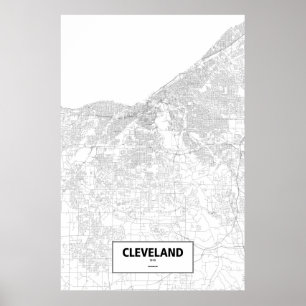 Cleveland, Ohio (black on white) Poster