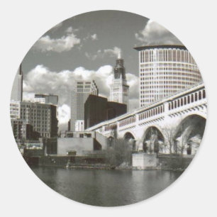 Cleveland Ohio Black und White Runder Aufkleber