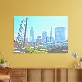 Cleveland, Ohio Blue Morning Skyline Leinwanddruck (Insitu (Wohnzimmer))