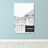 Cleveland, Ohio City Map + Ort markieren Leinwanddruck (Insitu (Holzboden))