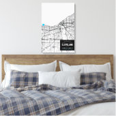 Cleveland, Ohio City Map + Ort markieren Leinwanddruck (Insitu (Schlafzimmer))