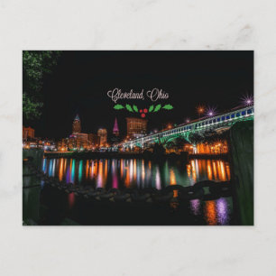 Cleveland, Ohio cityscape, Weihnachts Heilige, Postkarte