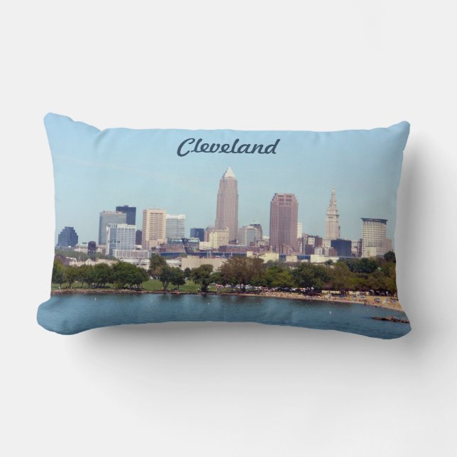 Cleveland Ohio Classic Lake Skyline Pillow Lendenkissen (Vorderseite)
