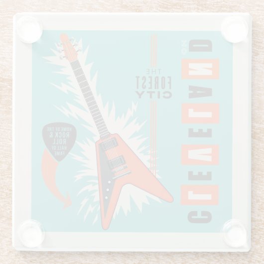 Cleveland Ohio | Elektrische Gitarre Glasuntersetzer (Rückseite)