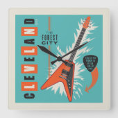 Cleveland Ohio | Elektrische Gitarre Quadratische Wanduhr (Vorderseite)