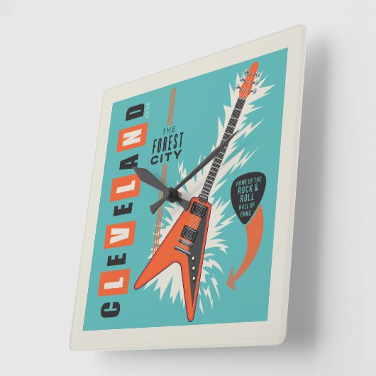 Cleveland Ohio | Elektrische Gitarre Quadratische Wanduhr (Winkel)