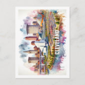 Cleveland Ohio Famous Travel Places Aquarell Postkarte (Vorderseite)