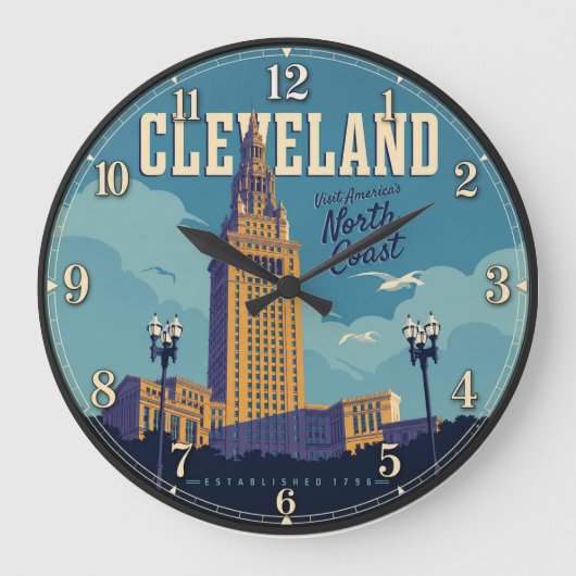 Cleveland Ohio Große Wanduhr (Vorderseite)