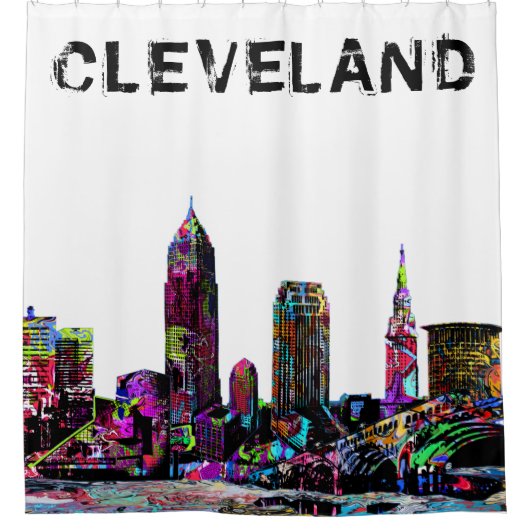 Cleveland, Ohio in graffiti Duschvorhang (Vorderseite)