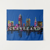 Cleveland Ohio in Graffiti Tapestry Wandteppich (Vorderseite (Horizontal))