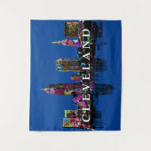 Cleveland Ohio in Graffiti Tapestry Wandteppich (Vorderseite)