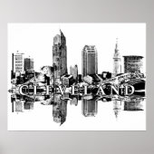 Cleveland, Ohio in Schwarz und Weiß Poster (Vorne)