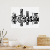 Cleveland, Ohio in Schwarz und Weiß Poster (Küche)