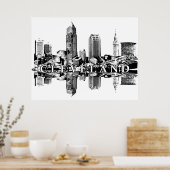 Cleveland, Ohio in Schwarz und Weiß Poster (Küche)