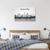 Cleveland Ohio Lake View B&W Canvas Print Leinwanddruck (Insitu (Schlafzimmer))