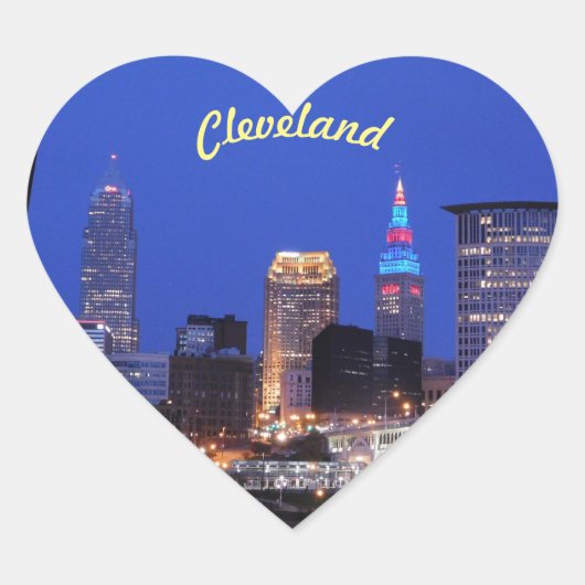 Cleveland, Ohio Night Sky Heart Sticker (Vorderseite)